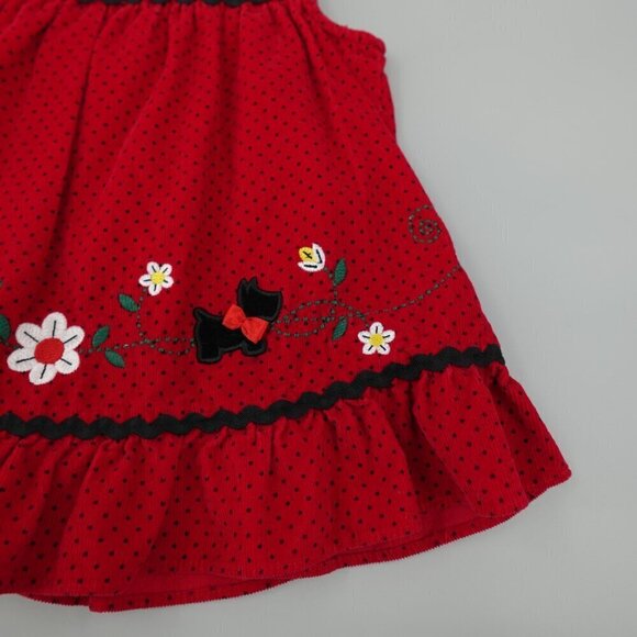 Samantha Says Corduroy Dress Girls 3T Red Scottie Dog Embroidered Bow - Picture 3 of 13